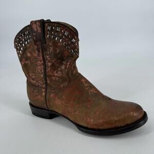 Stetson boots womens 8 brown leather western cowgirl festival studded summer